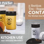 CONTAINER TEA SUGAR COFFE - 2 SECTION