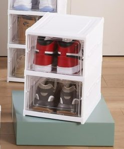 2 LayerFoldable Storage Rack for Shoes | Slippers & Books | White