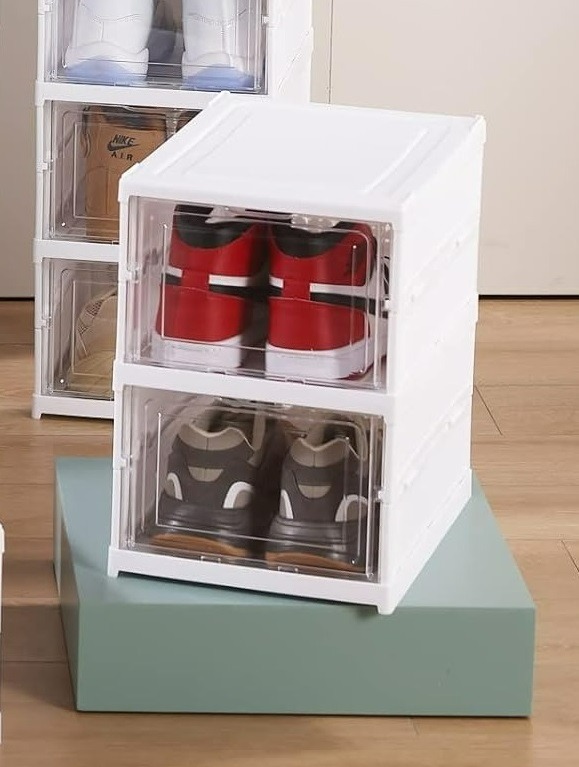 2 LayerFoldable Storage Rack for Shoes | Slippers & Books | White