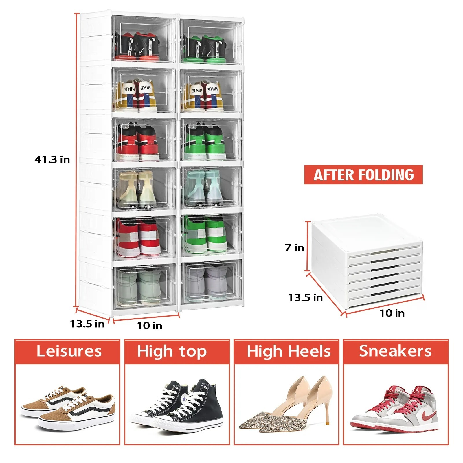 6 Layer Foldable Storage Rack for Shoes | Slippers & Books | White