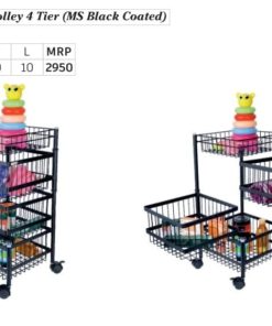 Basket Rotating trolly 4 tier (ms black coated) (K-188)