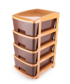 MODULAR DRAWER STORAGE 4 SECTION BROWN
