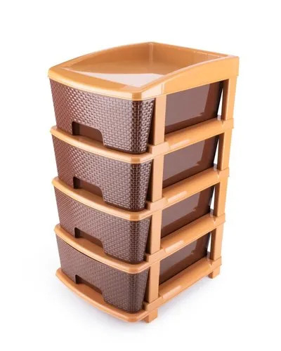 MODULAR DRAWER STORAGE 4 SECTION BROWN