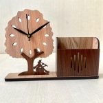 Wooden Table Clock & Holder Tp07