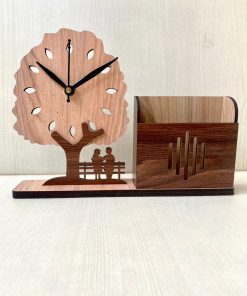 Wooden Table Clock & Holder Tp08