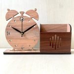 Wooden Table Clock & Holder Tp09