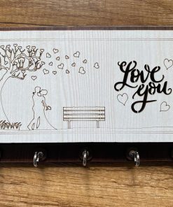 Key Stand Wooden With Mobile Stand Love Design [107]