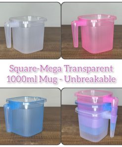 Bathing Mug Mega Transparent (1000 Ml) (12 Pcs Set)