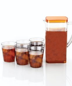ORANGE JUG 200ML WITH 6 GLASS SET
