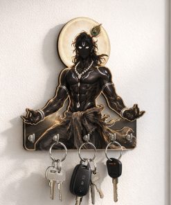 Dark Krishna Keystand Wooden Printed With 2 Wall Sticker Free| Size 6x8inch