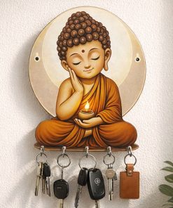 Lord Budhha Keystand Wooden Printed With 2 Wall Sticker Free| Size 6x8inch