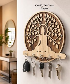 2 Layer Wooden Lord Buddha Key Stand – 7x8 Inch